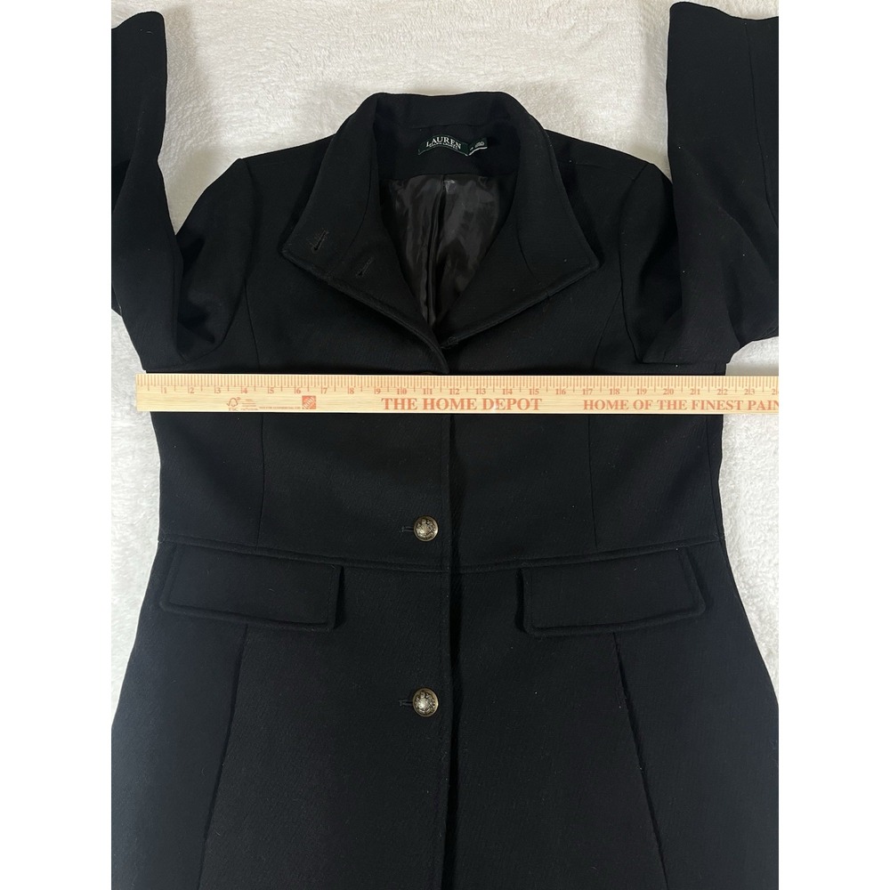 Lauren Ralph Lauren Black Wool Blend Peacoat Military Long Jacket Women's Sz 16 - Picture 12 of 14